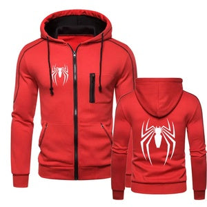 "Webbed Wonders: Spider Print Street Fashion Hoodie"