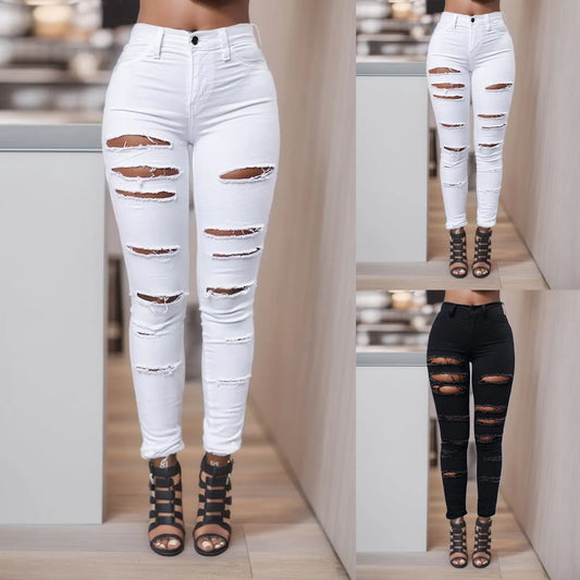 New High Waist Ripped Jeans