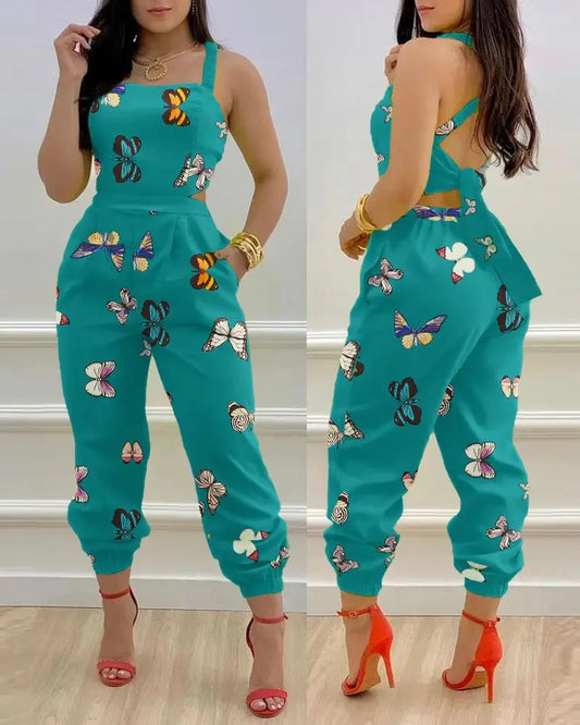 "Vibrant Vibes: Strap Hollow Jumpsuit"