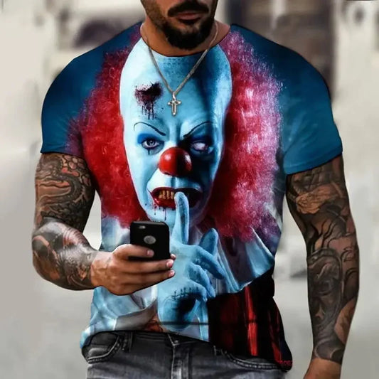 "Fearless Fashion: Scary Clown Graphic Tee"