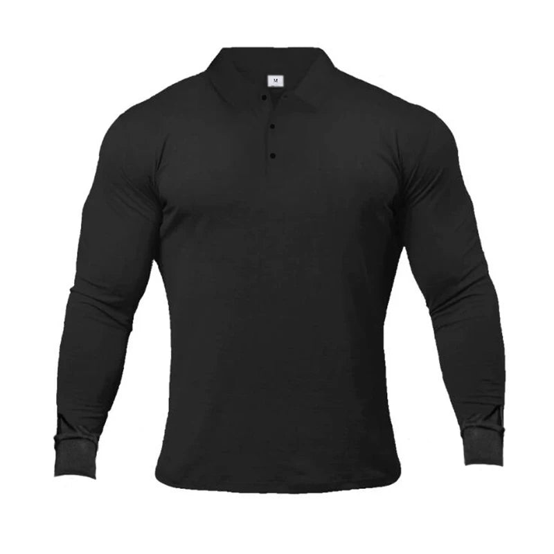 "Active Comfort: Men's Stretch Cotton Long Sleeve Shirt"