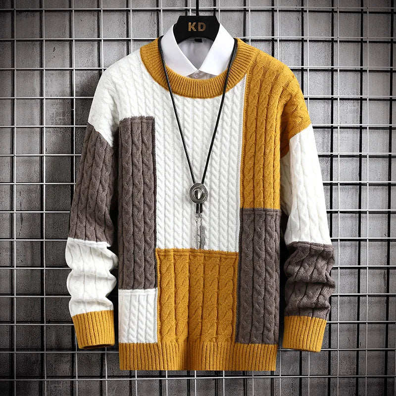 "Plush Warmth: Men's Casual Knitted Sweater"