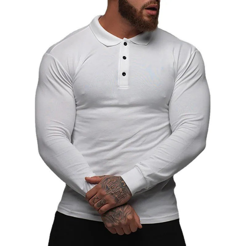 "Active Comfort: Men's Stretch Cotton Long Sleeve Shirt"