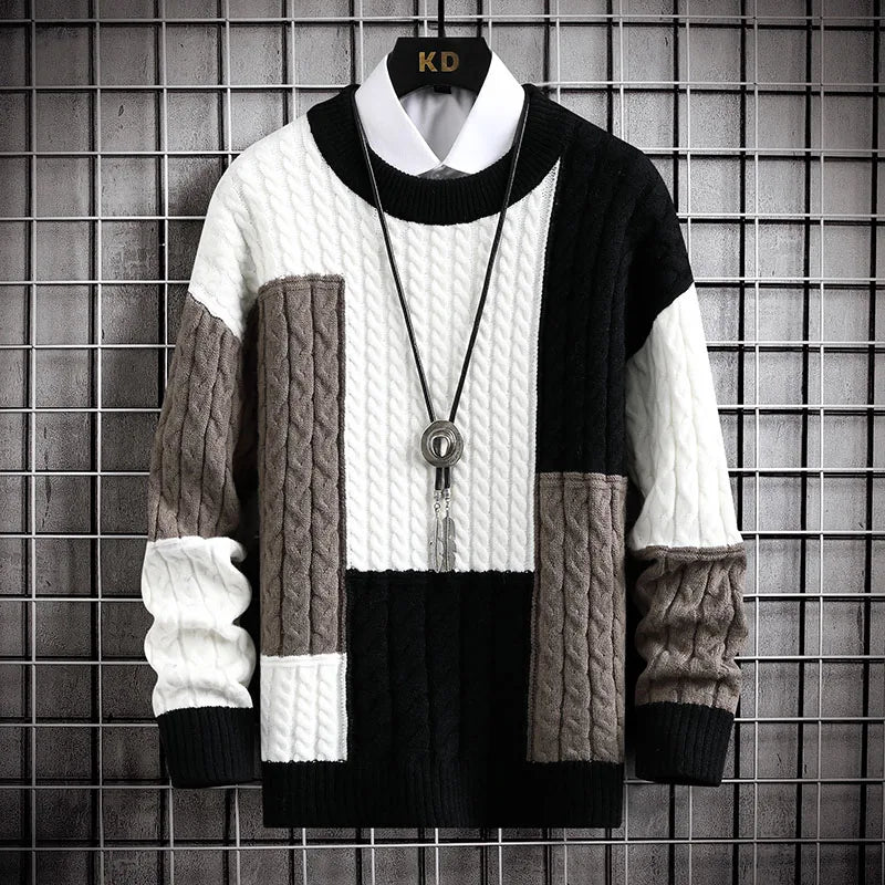 "Plush Warmth: Men's Casual Knitted Sweater"