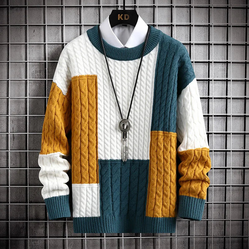 "Plush Warmth: Men's Casual Knitted Sweater"