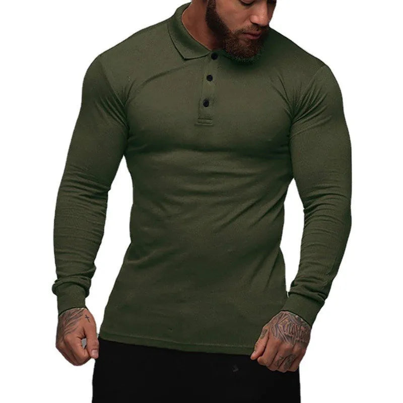 "Active Comfort: Men's Stretch Cotton Long Sleeve Shirt"