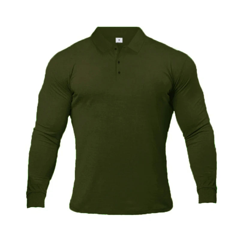 "Active Comfort: Men's Stretch Cotton Long Sleeve Shirt"