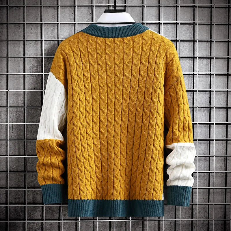 "Plush Warmth: Men's Casual Knitted Sweater"