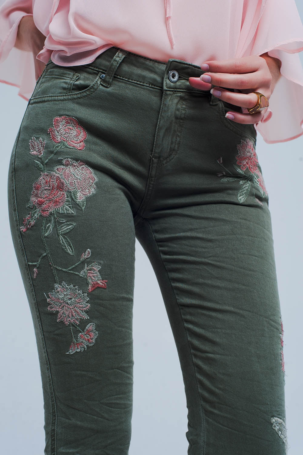 Watered Flowers Skinny Jeans