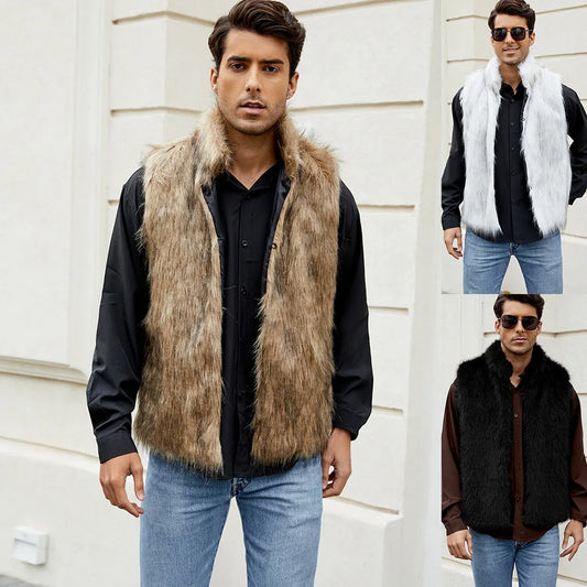 "Urban Luxe: Men's Thick Faux Fur Vest"